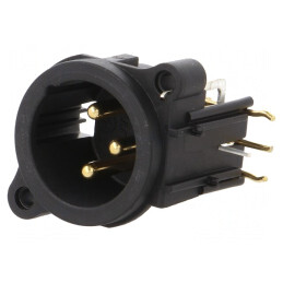 Soclu XLR 3 Pin 90° Negru 6A 19.8x19.8mm | Electronic-mag.ro | Componente Electronice