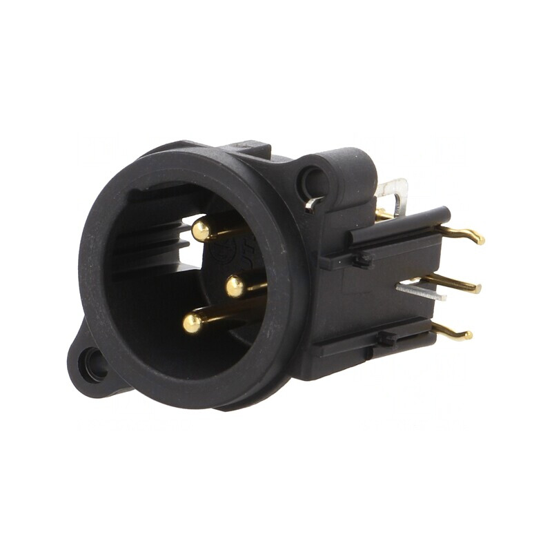 Soclu XLR 3 Pin 90° Negru 6A 19.8x19.8mm | Electronic-mag.ro | Componente Electronice