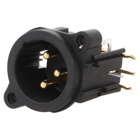 Soclu XLR 3 Pin 90° Negru 6A 19.8x19.8mm | Electronic-mag.ro | Componente Electronice