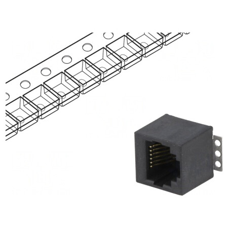 Soclu RJ12 6P6C SMT Verticale Cat 5 | Electronic-mag.ro | Componente Electronice