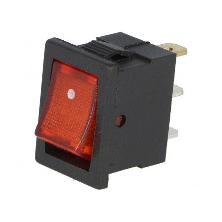 Întrerupător Rocker SPST ON-OFF 3A/250V cu Lampă Neon Roșie | Electronic-mag.ro | Componente Electronice