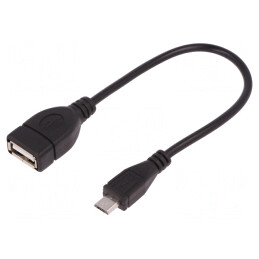 Cablu OTG USB 2.0 A la Micro B 0,2m Negru | Electronic-mag.ro | Componente Electronice