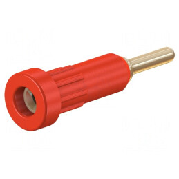 Soclu Banană 2mm 10A Aurit Roșu 24.5mm | Electronic-mag.ro | Componente Electronice