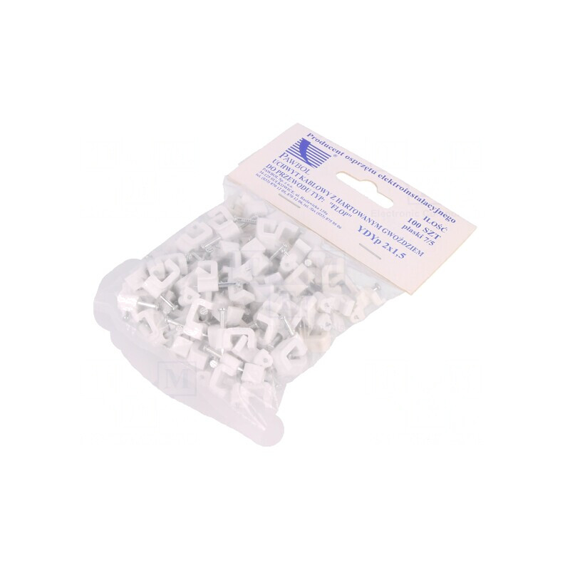 Suport Alb pentru Cablu Plat 2x1,5 | Electronic-mag.ro | Componente Electronice