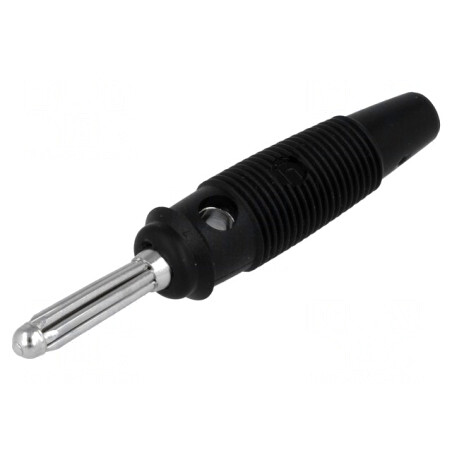 Mufă banană neagră 4mm 30A 60VDC nichelat | Electronic-mag.ro | Componente Electronice