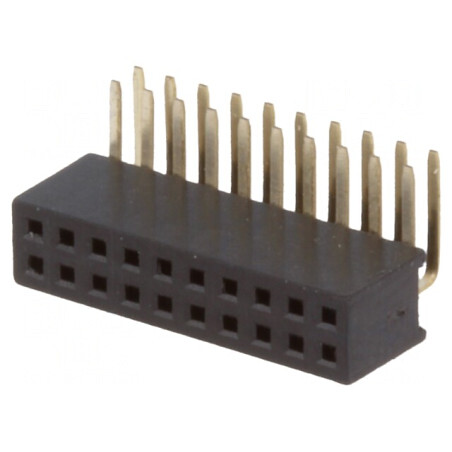 Soclu pini mamă 20 pini unghi 90° 1,27mm THT 2x10 | Electronic-mag.ro | Componente Electronice