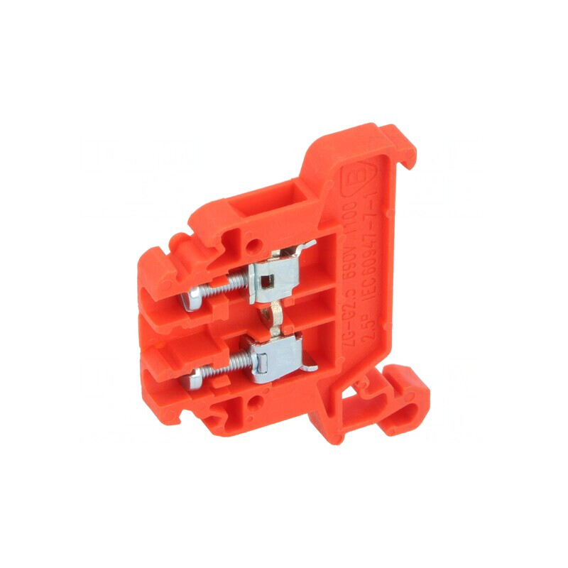 Conector de Șine 0,5-2,5mm2 2 Borne Roșu TS35 | Electronic-mag.ro | Componente Electronice