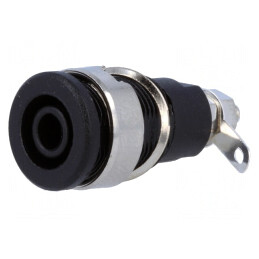 Soclu Banană 4mm 32A Negru Nichelat pe Panou | Electronic-mag.ro | Componente Electronice