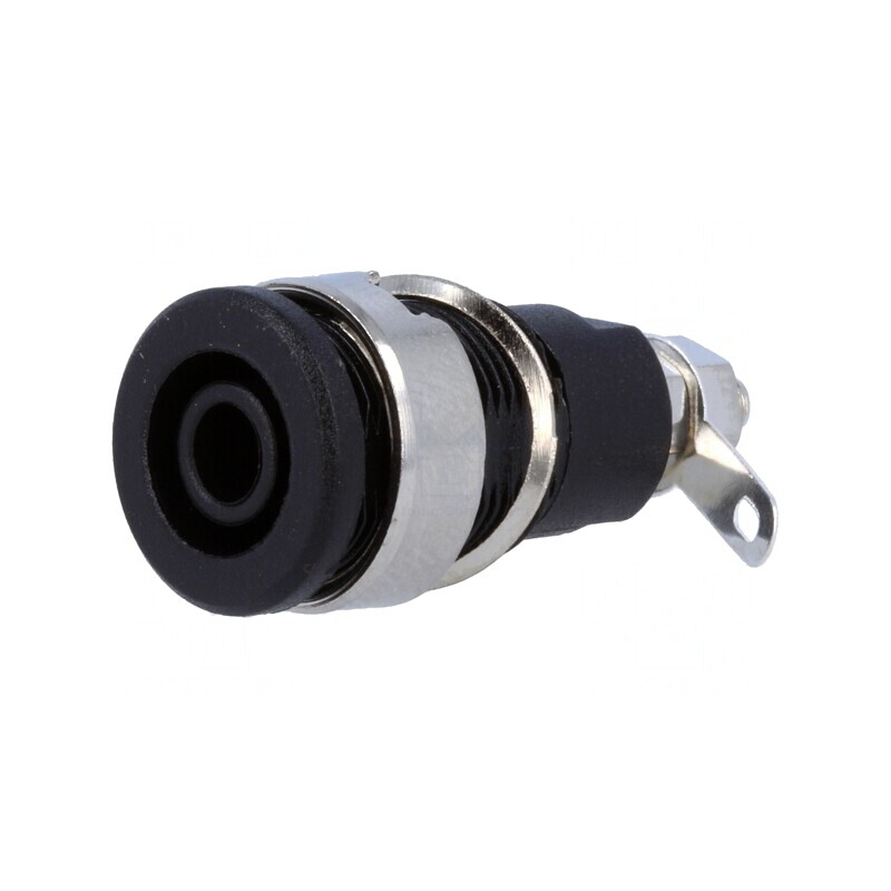Soclu Banană 4mm 32A Negru Nichelat pe Panou | Electronic-mag.ro | Componente Electronice