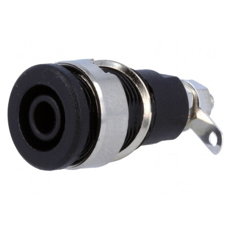 Soclu Banană 4mm 32A Negru Nichelat pe Panou | Electronic-mag.ro | Componente Electronice