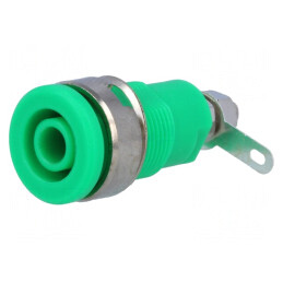 Soclu Banană 4mm Verde Nichelat 32A Pe Panou | Electronic-mag.ro | Componente Electronice