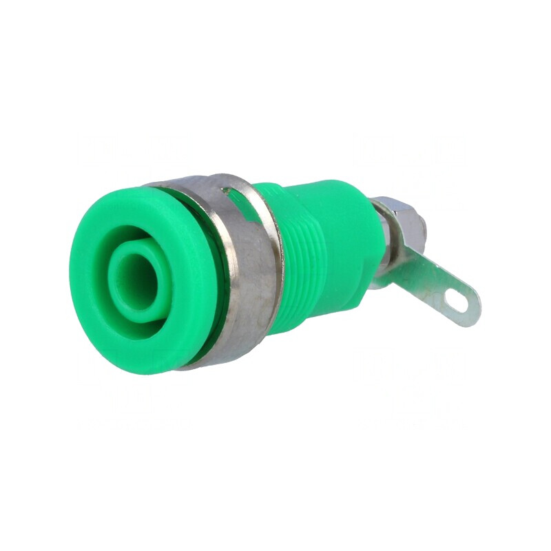 Soclu Banană 4mm Verde Nichelat 32A Pe Panou | Electronic-mag.ro | Componente Electronice