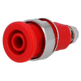 Soclu Banană 4mm 32A Roșu Nichelat Panou | Electronic-mag.ro | Componente Electronice