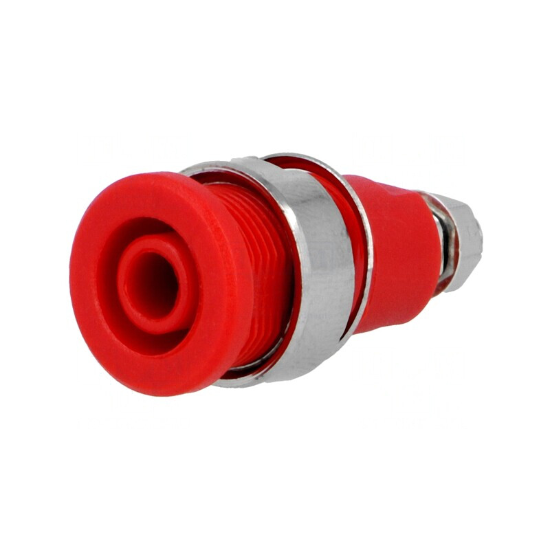 Soclu Banană 4mm 32A Roșu Nichelat Panou | Electronic-mag.ro | Componente Electronice