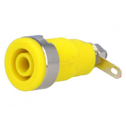 Soclu banană 4mm 32A galben nichelat pe panou | Electronic-mag.ro | Componente Electronice