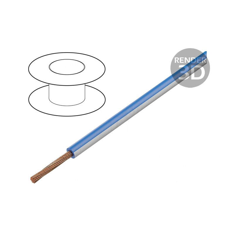 Cablu electric FLRY-B 1x0.5mm2 albastru-alb 60V | Electronic-mag.ro | Componente Electronice
