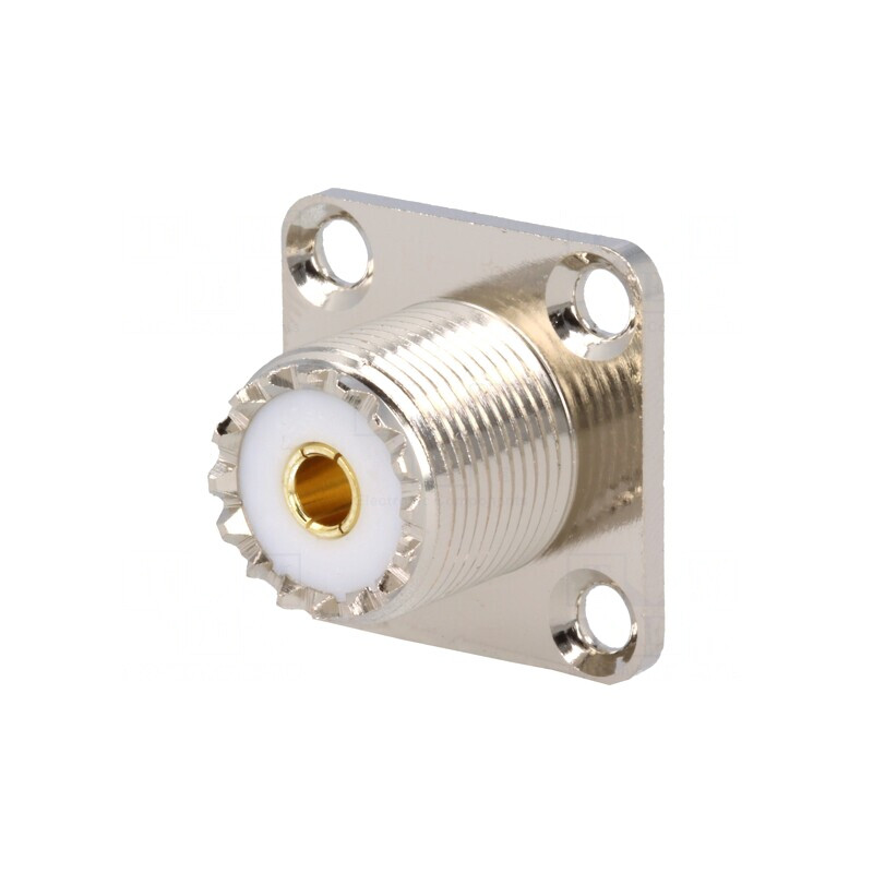 Soclu UHF SO-239 Mamă pentru Lipire 18x18mm | Electronic-mag.ro | Componente Electronice