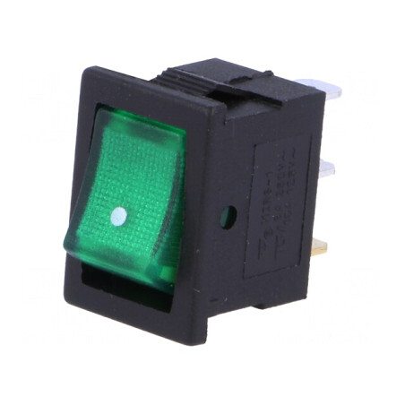 Întrerupător Basculant Verde cu Lumină Neon ON-OFF 3A 250VAC | Electronic-mag.ro | Componente Electronice
