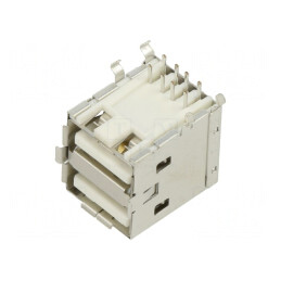 Soclu USB Dublu 2.0 pentru PCB THT 90° | Electronic-mag.ro | Componente Electronice
