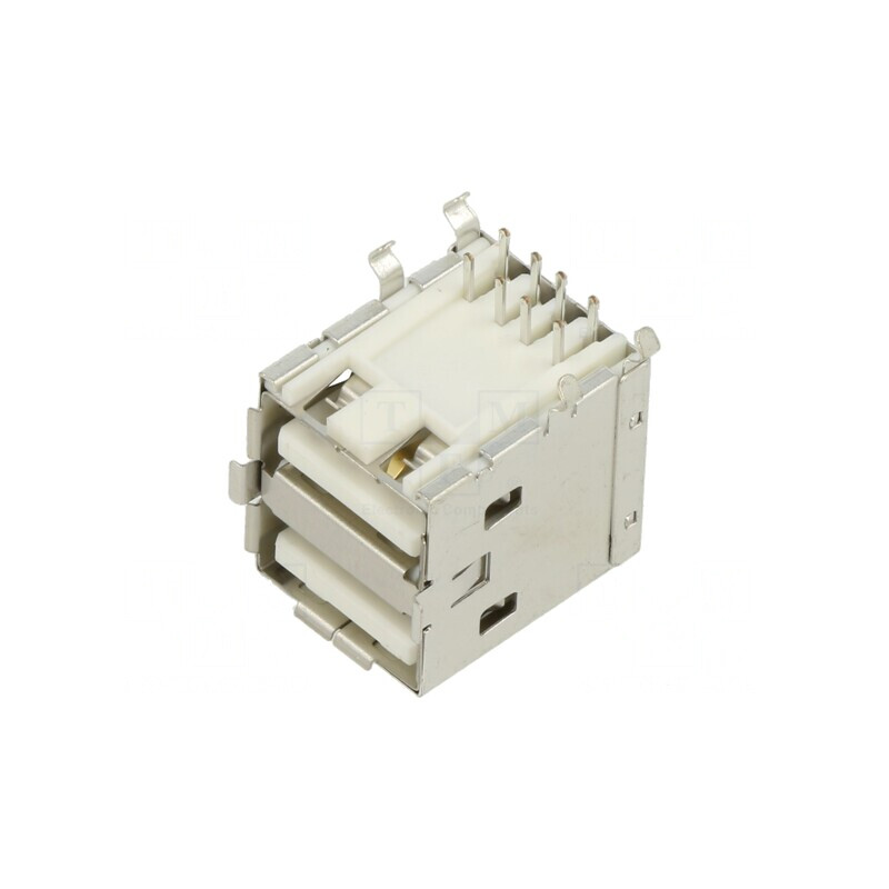Soclu USB Dublu 2.0 pentru PCB THT 90° | Electronic-mag.ro | Componente Electronice