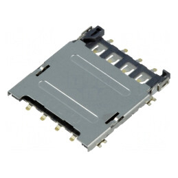 Conector pentru carduri Micro SIM cu mâner articulat SMT | Electronic-mag.ro | Componente Electronice