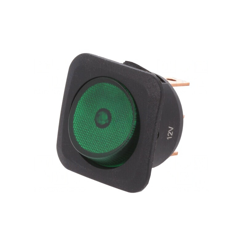 Comutator Basculant ON-OFF Verde 25A 12VDC cu Lampă Neon | Electronic-mag.ro | Componente Electronice