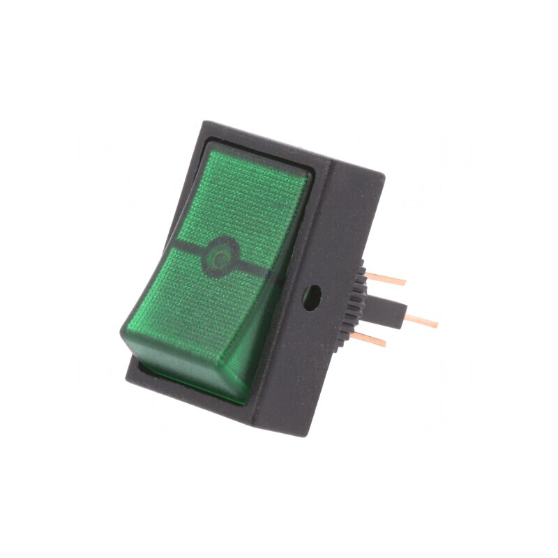Comutator Rocker ON-OFF 30A 12V Verde cu Neon | Electronic-mag.ro | Componente Electronice
