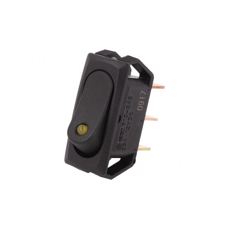 Comutator Basculant SPST ON-OFF 25A 12V Negru cu LED | Electronic-mag.ro | Componente Electronice