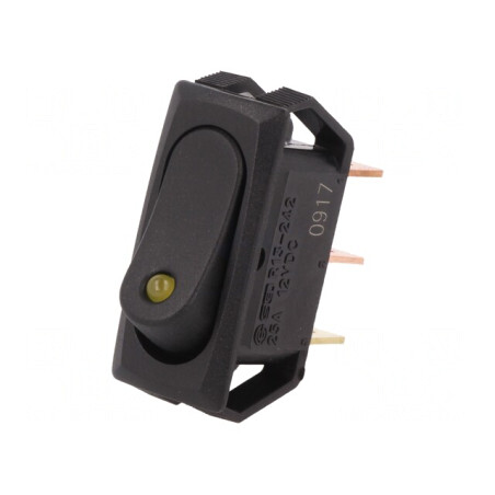 Comutator Basculant SPST ON-OFF 25A 12V Negru cu LED | Electronic-mag.ro | Componente Electronice