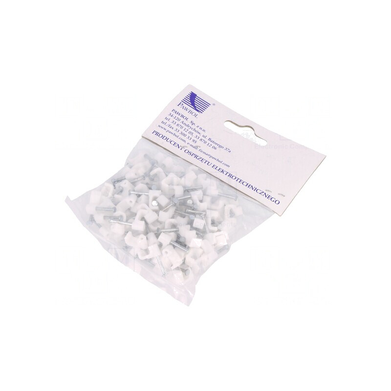 Suport Alb pentru Cablu Plat YDYp 3x1 - 100 buc. | Electronic-mag.ro | Componente Electronice