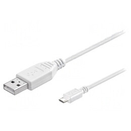 Cablu USB 2.0 A la Micro B 0,15m Alb | Electronic-mag.ro | Componente Electronice