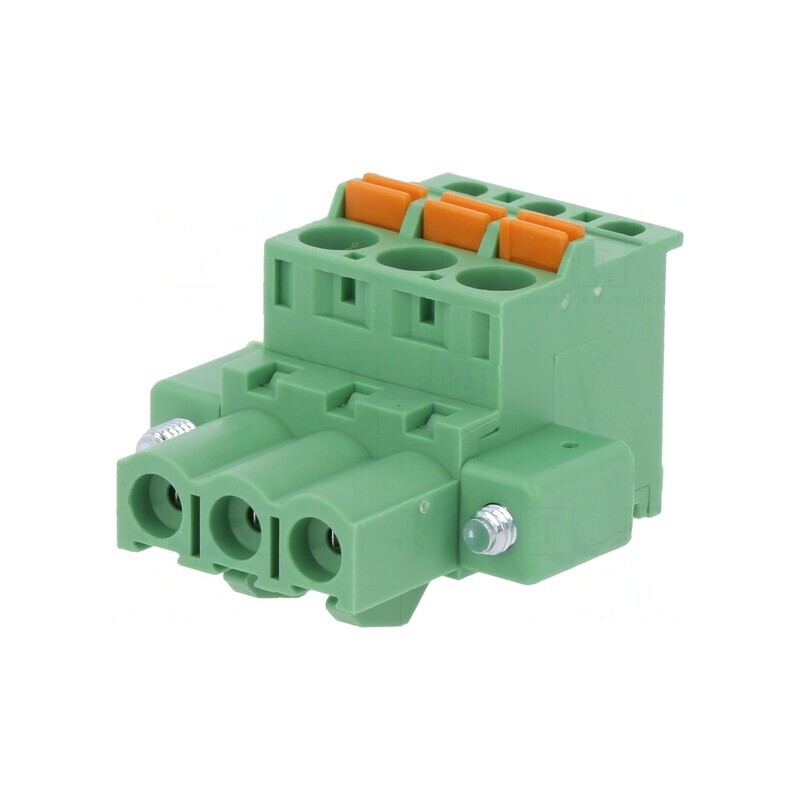 Regletă de conexiuni deconectabilă 5mm 3 piste unghi 90° | Electronic-mag.ro | Componente Electronice