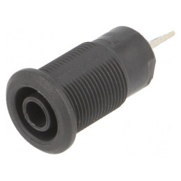 Soclu Banană 4mm 24A 1kV Negru Nichelat Ø12,2mm | Electronic-mag.ro | Componente Electronice