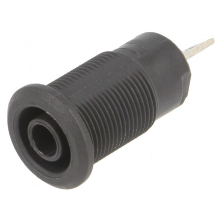 Soclu Banană 4mm 24A 1kV Negru Nichelat Ø12,2mm | Electronic-mag.ro | Componente Electronice