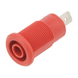 Soclu Banană 4mm 24A 1kV Roșu Nichelat | Electronic-mag.ro | Componente Electronice