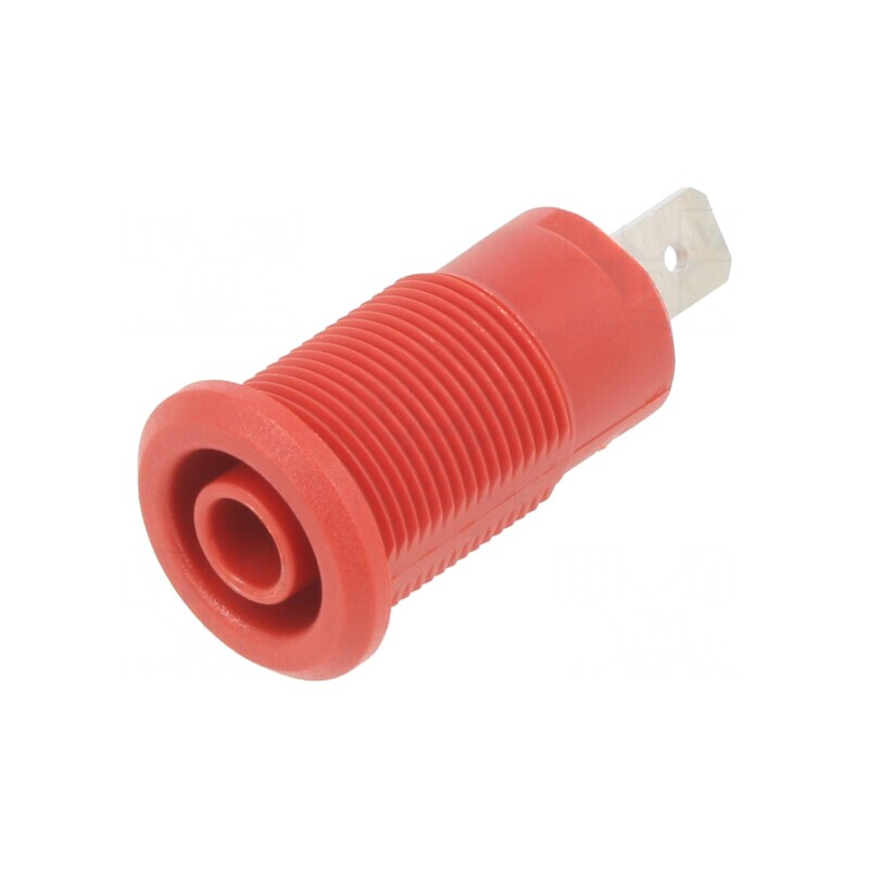 Soclu Banană 4mm 24A 1kV Roșu Nichelat | Electronic-mag.ro | Componente Electronice