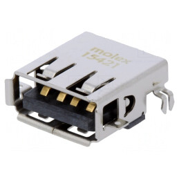 Soclu USB A PCB THT 90° USB 2.0 Aurit | Electronic-mag.ro | Componente Electronice