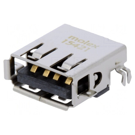 Soclu USB A PCB THT 90° USB 2.0 Aurit | Electronic-mag.ro | Componente Electronice