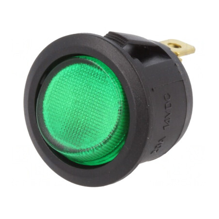 Rocker Switch ON-OFF 20A 14V Green LED | Electronic-mag.ro | Componente Electronice