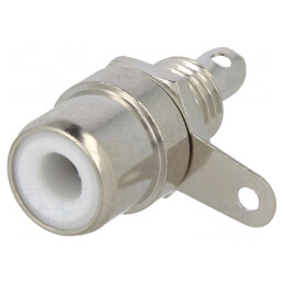 Soclu RCA Mamă Drept Lipire Nichelat Alb | Electronic-mag.ro | Componente Electronice