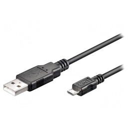 Cablu USB 2.0 A la Micro B 0.15m Negru | Electronic-mag.ro | Componente Electronice