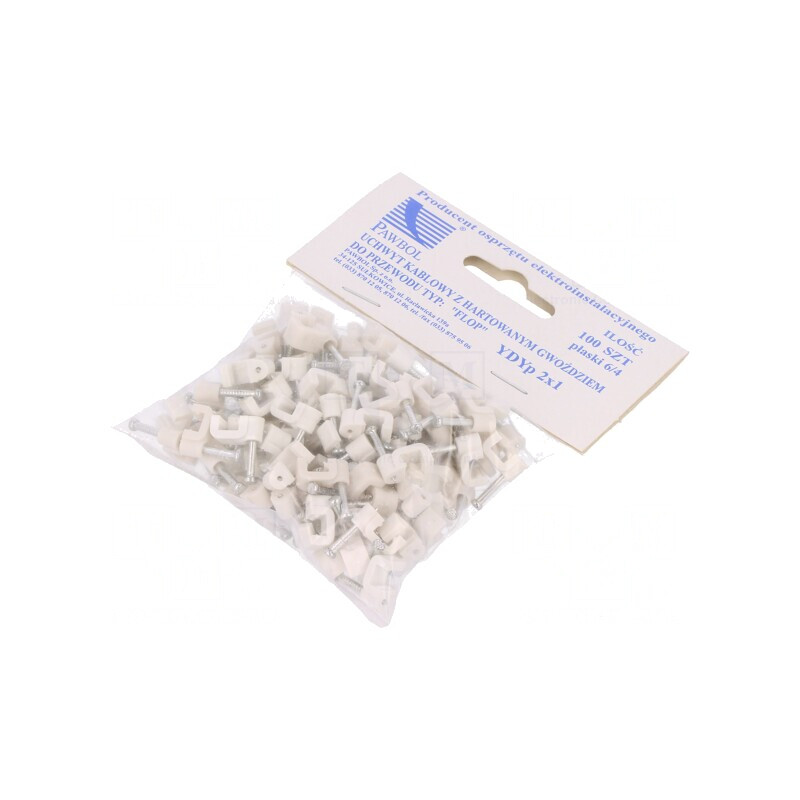 Element de susținere cablu plat alb 2x1 100 buc. | Electronic-mag.ro | Componente Electronice