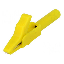 Bornă crocodil galbenă 15A prindere 12mm | Electronic-mag.ro | Componente Electronice