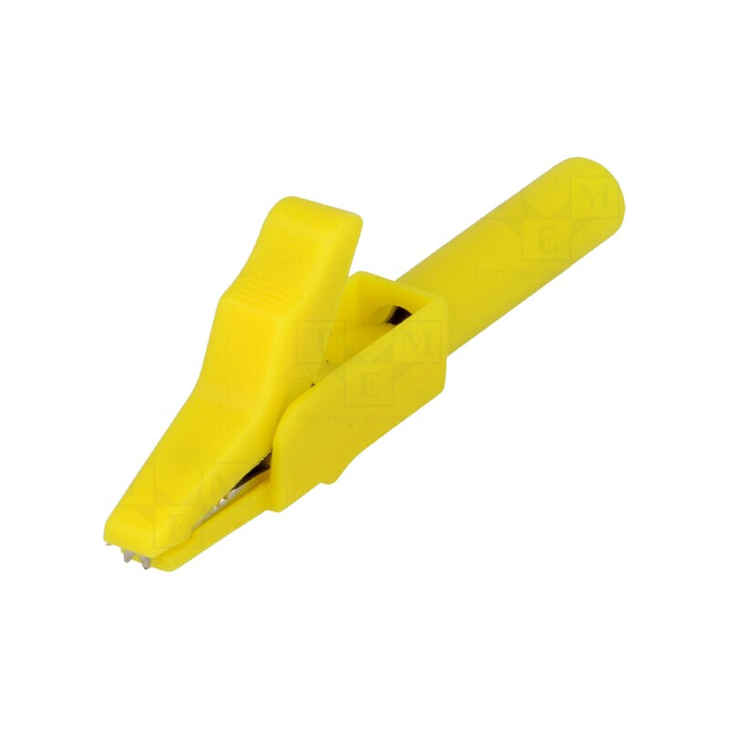 Bornă crocodil galbenă 15A prindere 12mm | Electronic-mag.ro | Componente Electronice