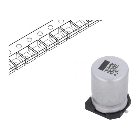 Condensator electrolitic SMD 470uF 25V 10x10x14mm | Electronic-mag.ro | Componente Electronice