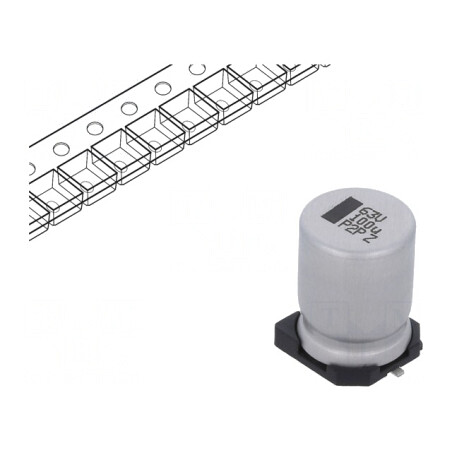 Condensator Electrolitic SMD 100uF 63V 10x10x14mm ±20% | Electronic-mag.ro | Componente Electronice