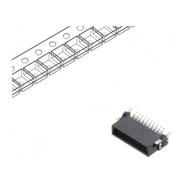 Conector PCB-PCB Tată 20 Pin 1,27mm Termoplastic