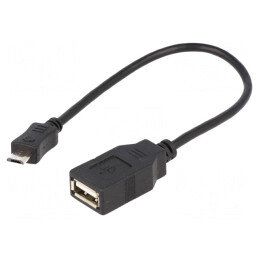 Cablu OTG USB 2.0 0,2m Negru | Electronic-mag.ro | Componente Electronice