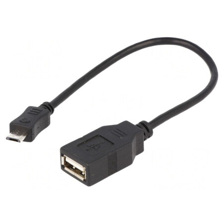 Cablu OTG USB 2.0 0,2m Negru | Electronic-mag.ro | Componente Electronice