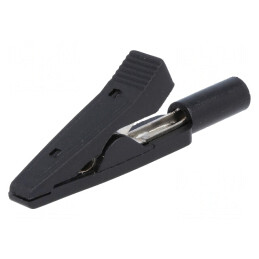 Bornă crocodil neagră 10A 60VDC 41,5mm | Electronic-mag.ro | Componente Electronice